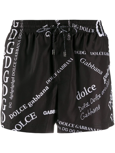 Dolce & Gabbana Black Logo-print Swim Shorts