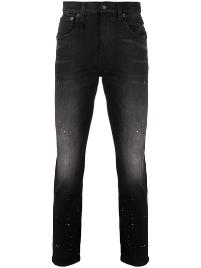 R13 Skate Paint-splatter Jeans In Black