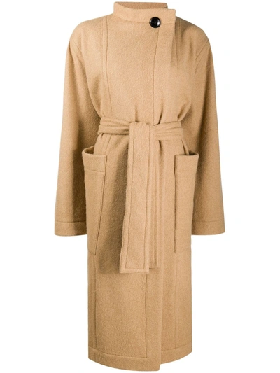 Lemaire Belted Trench Coat In Brown