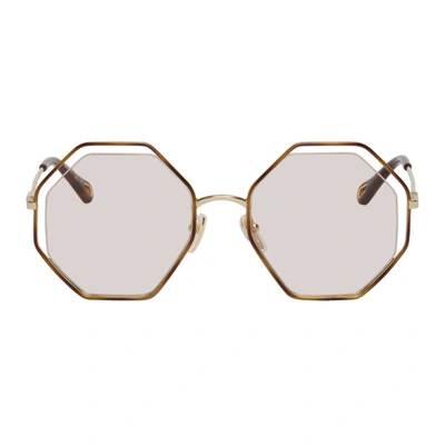 Chloé 58mm Octagonal Halo Lens Sunglasses In Brown