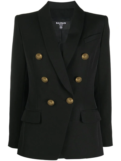 Balmain Double-breasted Blazer In Black