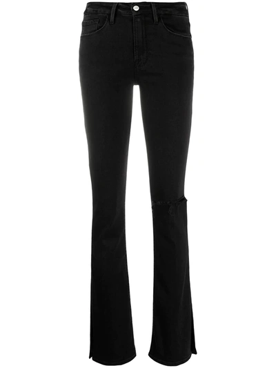 Frame Le Crop Mini Bootcut Trousers In Noir