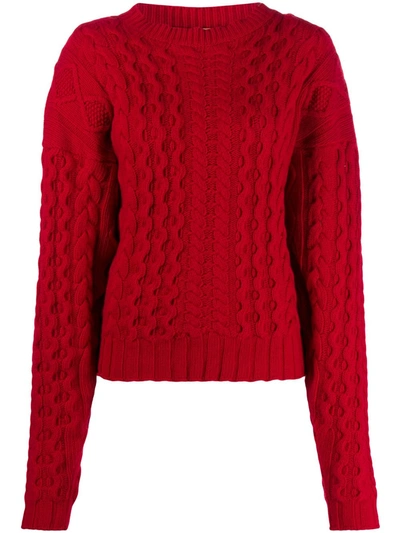 Andamane Boxy Cable Knit Jumper In Red