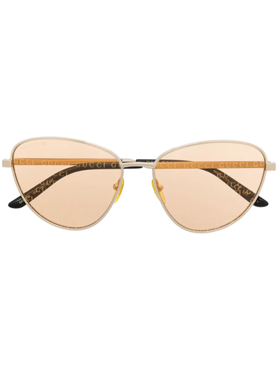 Gucci Cat-eye Metal Sunglasses In Gold