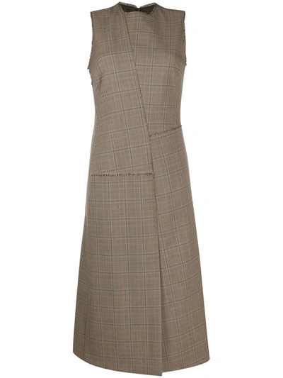 Joseph Check-pattern Midi Dress In Neutrals