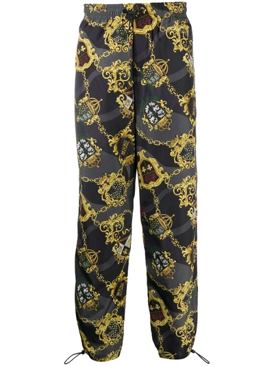 Versace Jeans Couture Chain Crest Print Track Trousers In Black