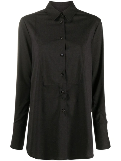 Alberto Biani Long-sleeved Longline Shirt In Black