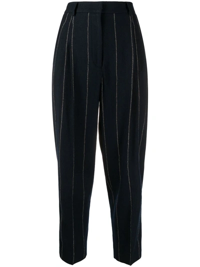Alberto Biani High-waisted Striped Trousers In Blue