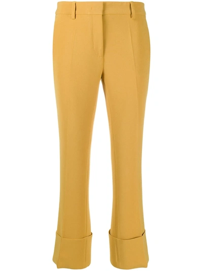 Alberto Biani Flared Turn-up Trousers In Yellow
