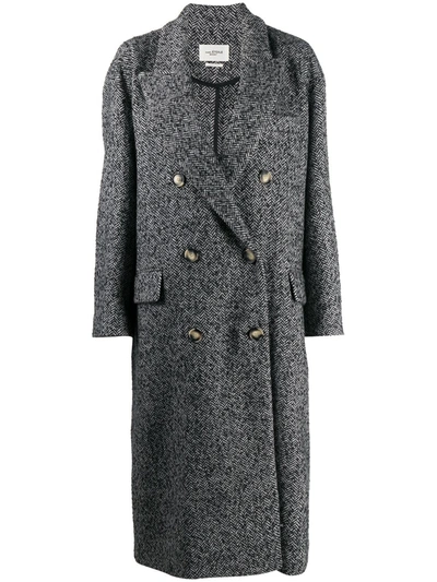 Isabel Marant Étoile Faby Herringbone Double-breasted Coat In Grey