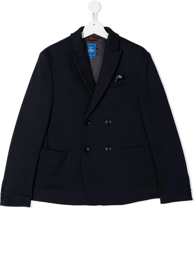 Fay Kids' Double-breasted Jersey Blazer In Blue