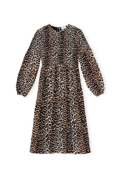 Ganni Smock Dress In Leopard