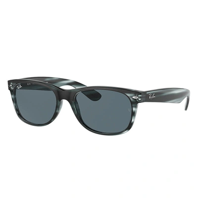 Ray Ban New Wayfarer Color Mix Sunglasses Striped Blue Frame Blue Lenses 55-18