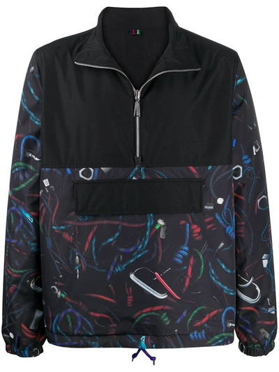 Ps By Paul Smith Carabiner Print Track Jacket In Black