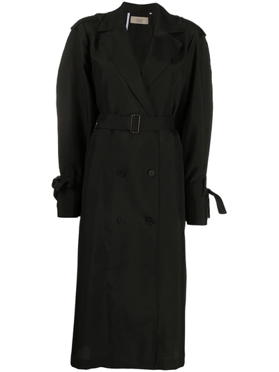 Maison Flaneur Loose-fit Belted Trench In Black