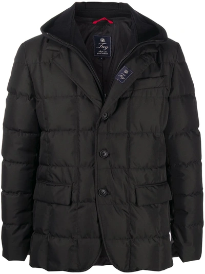 Fay Padded Zip-up Down Jacket In Black