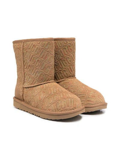 Ugg Teen Classic Shearling-lined Ankle Boots In Chesnut