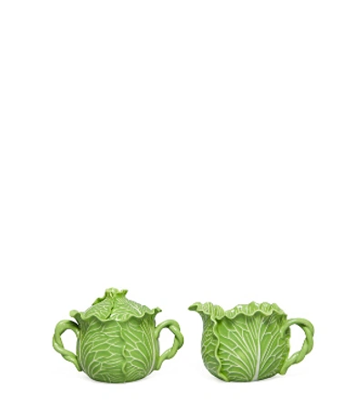 Tory Burch Lettuce Ware Lidded Sugar Pot & Creamer In Green