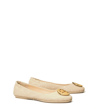 Tory Burch Minnie Travel Ballet Flat, Quilted Leather In New Cream/gold