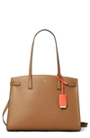 Tory Burch Walker Pebbled Triple-compartment Satchel Bag In Moose