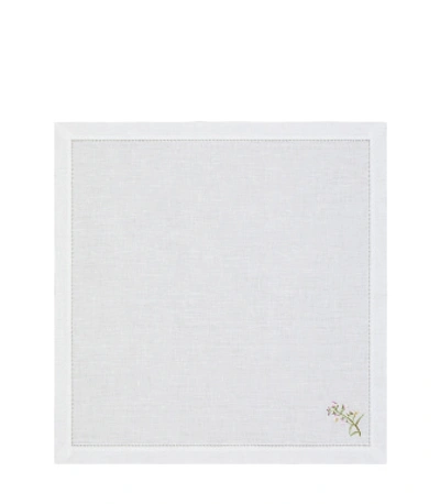 Tory Burch Lilac Flower Embroidered Dinner Napkin, Set Of 4 In Linen White