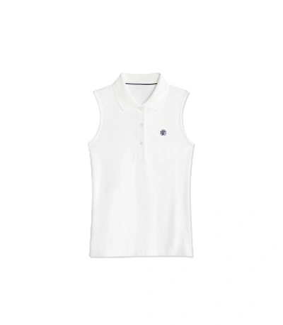 Tory Sport Tory Burch Performance Piqué Sleeveless Polo In Snow White