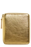 Comme Des Garçons Metallic Leather Wallet In Gold