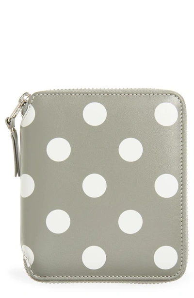 Comme Des Garçons Dot Print Wallet In Grey