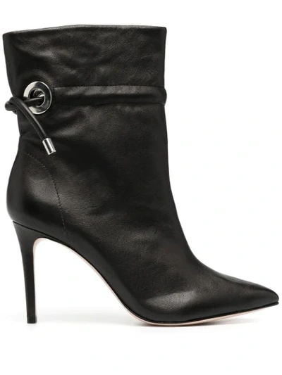 Schutz High Heels Ankle Boots In Black Leather