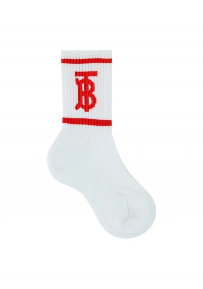 Burberry Socks In White/red