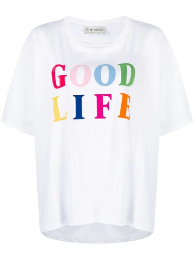 Etre Cecile Flocked Organic Cotton-jersey T-shirt In White