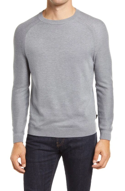 Ted Baker Foundit Raglan Crewneck Sweater In Grey-marl