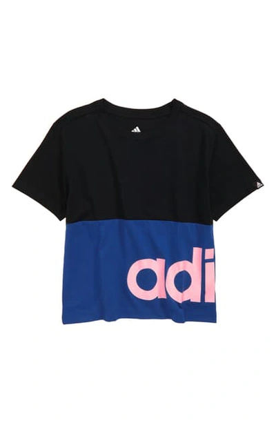 Adidas Originals Kids' Linear Colorblock Graphic Tee In Royal Blue