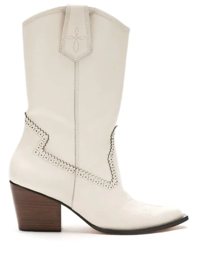 Nk Leather Mid-calf Length Boots In White