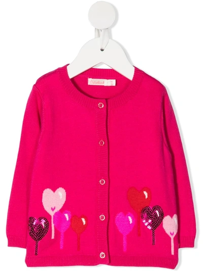 Billieblush Babies' Heart-intarsia Cardigan In Pink