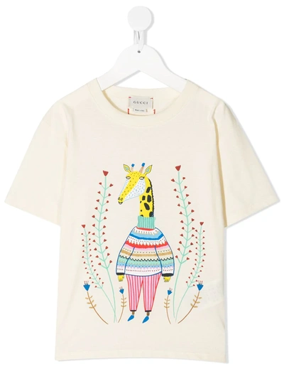 Gucci Kids' Printed Cotton T-shirt In White