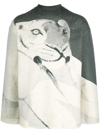 Kenzo Artistic Tiger Print Sweatshirt In Neutrals