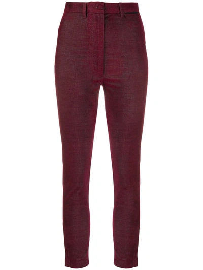 Ann Demeulemeester Cropped Stretch-fit Trousers In Purple