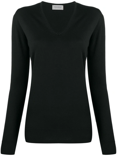 John Smedley Orchid V-neck Pullover In Black