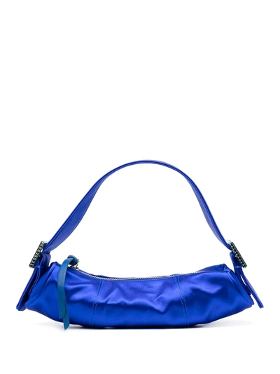 By Far Silk Slim Tote Bag In Blue