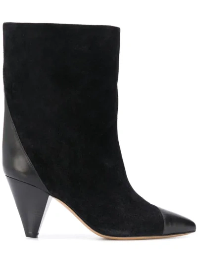 Isabel Marant Delter Velvet-leather Ankle Boots In Black