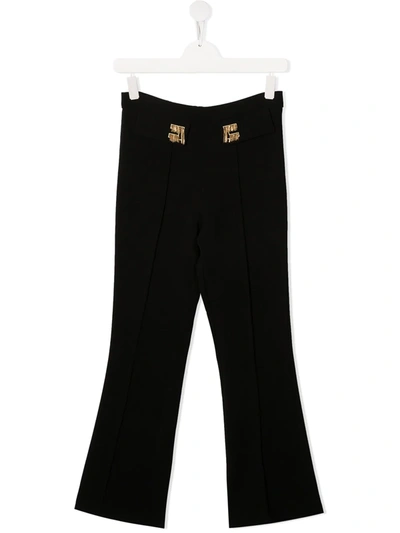 Elisabetta Franchi La Mia Bambina Teen Logo-embellished Trousers In Black