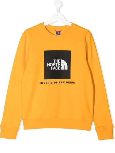 The North Face Kids' Long-sleeved Logo T-shirt In Yellow