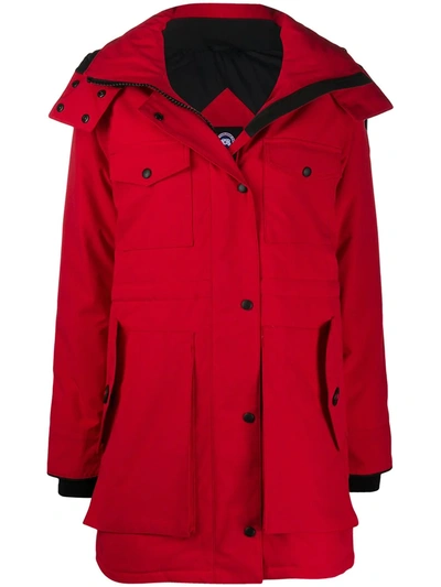 Canada Goose Hooded Feather Down Parka In Red