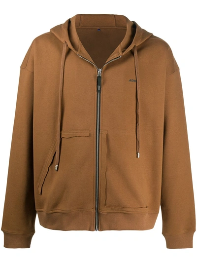 Ader Error Zip Front Hoodie In Neutrals