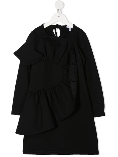 Piccola Ludo Kids' Flower Accent Dress In Black