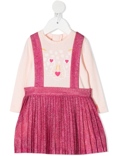 Billieblush Babies' Pinafore-overlay Long Sleeved Dress In Pink