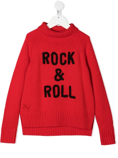 Zadig & Voltaire Kids' Rock & Roll Knitted Jumper In Red