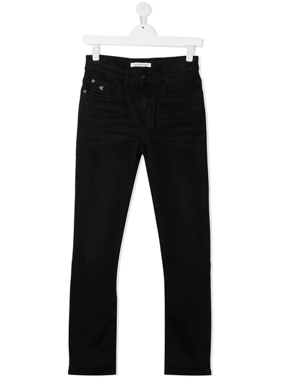 Calvin Klein Teen Mid-rise Skinny Jeans In Black