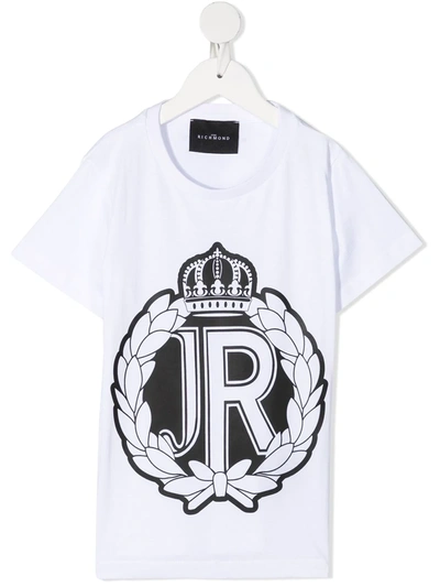 John Richmond Junior Kids' Crown Logo T-shirt In White